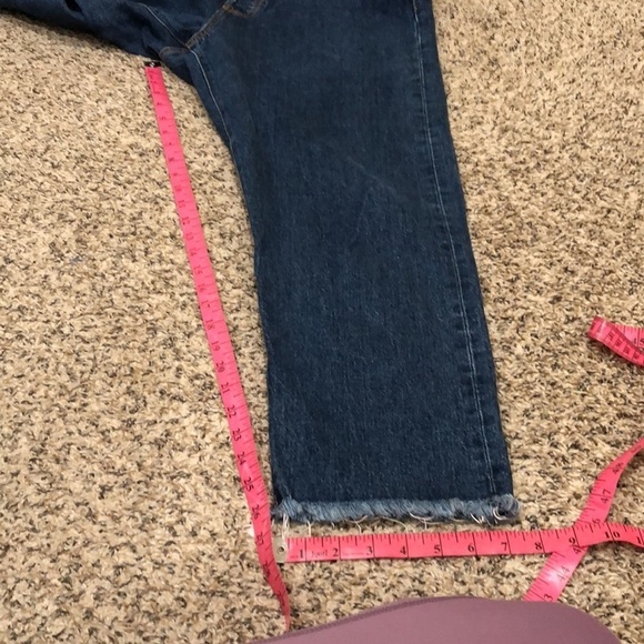 Levi’s Premium Denim Wedgie Straight Crop Leg Jeans Size 32 Dark Blue High Rise - Picture 7 of 11